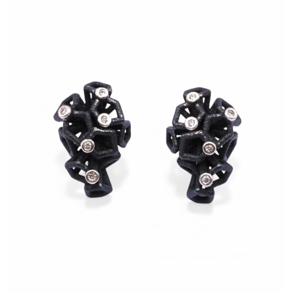 Ohrstecker, Silber AG925 oxid., Steine