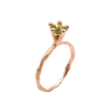 Solitärring aus Roségold, Peridot