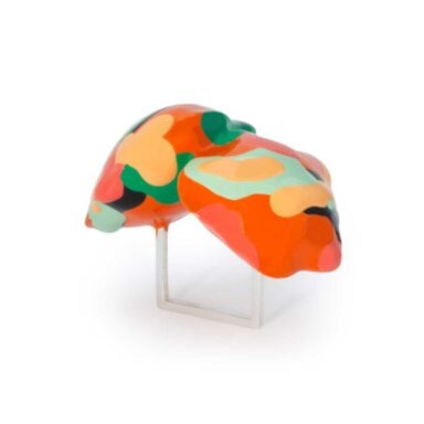 Ring von Inca Starzinsky aus Messing, Email und Silber